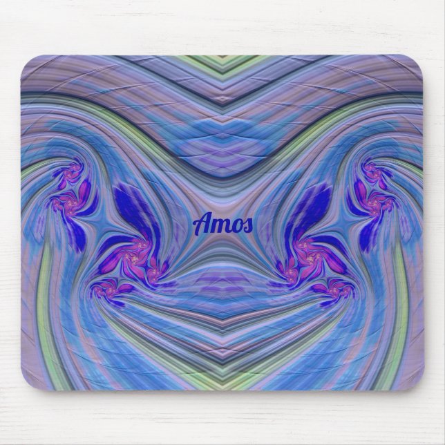 Alfombrilla De Ratón AMOS ~ Zany Purple, Blue, Green y Pink Mouse Pad (Frente)