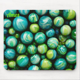 Alfombrilla De Ratón AMOS ~ Zany Shades of Green and Blue ~ Marbles ~ ~