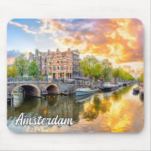 Alfombrilla De Ratón Amsterdam, Países Bajos, Al Atardecer