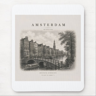 Alfombrilla De Ratón Amsterdam | Vintage Travel City Design