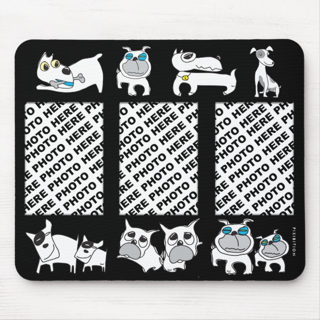 Alfombrilla De Ratón Añada 3 perros del blanco de Mousepad de las fotos (Frente)
