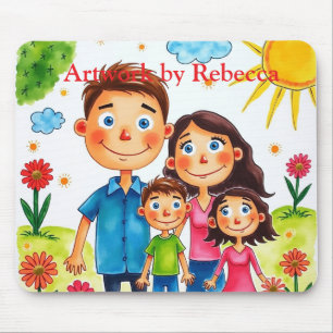 Alfombrilla De Ratón Añadir la ilustración de su hijo a esta almohadill