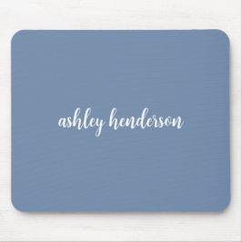 Alfombrilla De Ratón Añadir su nombre completo Monograma mínimo en azul