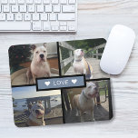 Alfombrilla De Ratón Añadir tu propio Collage de fotos de perro<br><div class="desc">Añade tus propias fotos de mascotas. El diseño presenta 4 fotos en una cuadrícula con rectángulo sólido en el medio con la palabra "amor" y corazones de acento en cada lado.</div>
