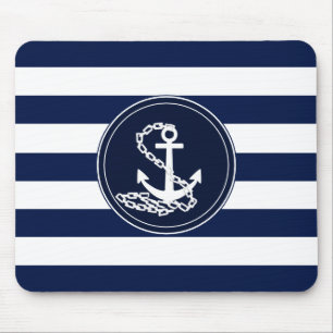 Alfombrilla De Ratón Anchor En El Álbum De Tiras Azul Y Blanca Náutic