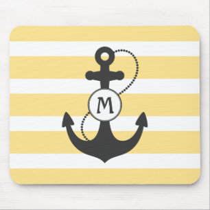 Alfombrilla De Ratón Ancla náutica amarilla