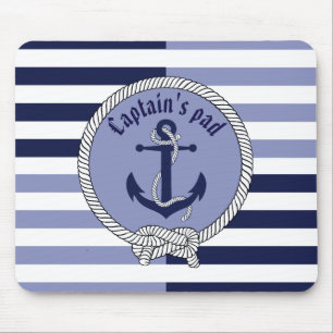 Alfombrilla De Ratón Ancla náutica/nudo de Seaman/Capitán/rayas