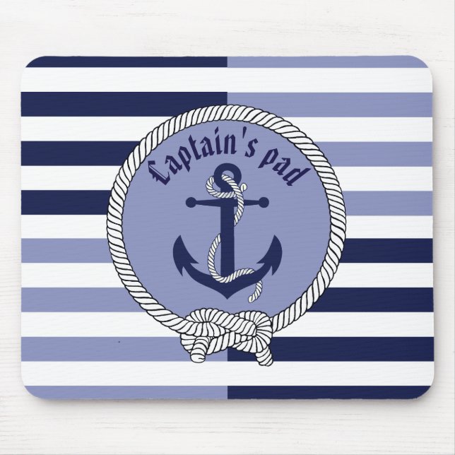 Alfombrilla De Ratón Ancla náutica/nudo de Seaman/Capitán/rayas (Frente)