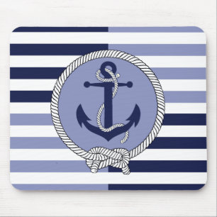 Alfombrilla De Ratón Ancla náutica/nudo/franjas de los navegantes náuti