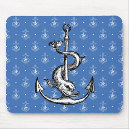 Alfombrilla De Ratón Ancla y delfín náutico