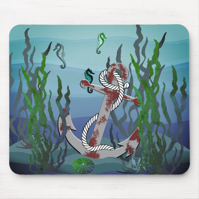 Alfombrilla De Ratón Anclaje/algas/cáscaras/caballitos de mar (Frente)
