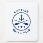 Alfombrilla De Ratón Anclaje náutico y remos con capitán Bote o nombre<br><div class="desc">Ancla náutica y remos - Remolques con el título del capitán y su nombre personalizado o el nombre del barco Almohadilla del ratón.</div>