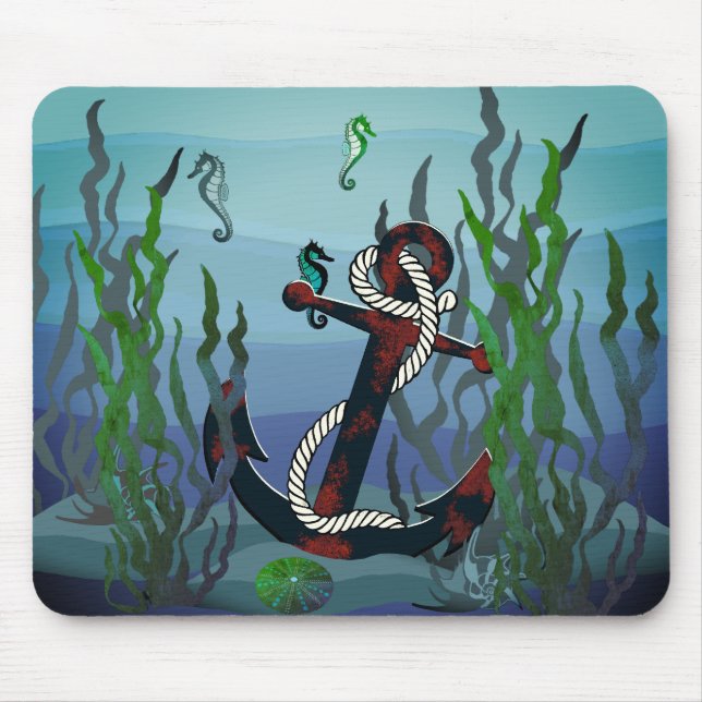 Alfombrilla De Ratón Anclaje negro oxidado nético/algas/cáscara/caballi (Frente)