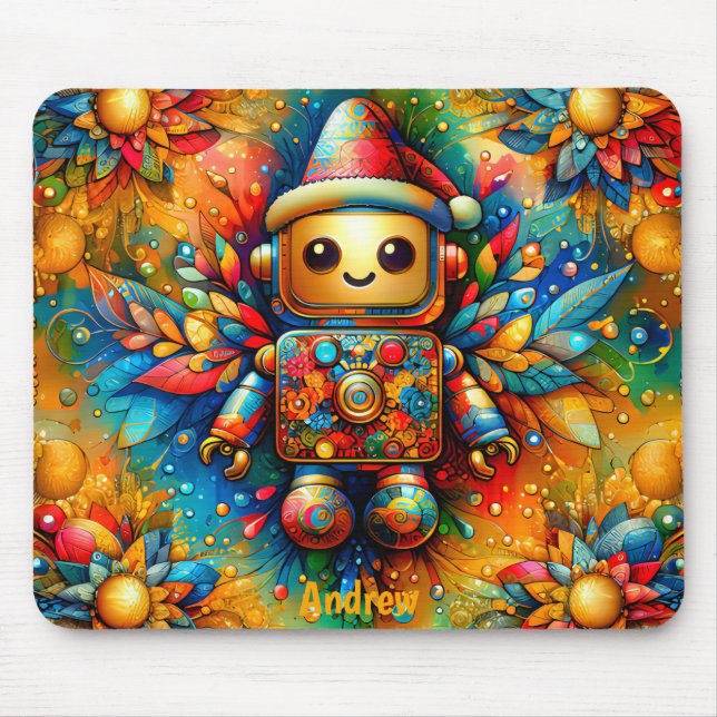 Alfombrilla De Ratón ANDREW ~ Zany ROBOT Navidades (Frente)