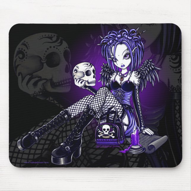 Alfombrilla De Ratón Ángel azul Mousepad del cráneo del tatuaje del (Frente)