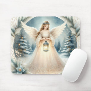 Alfombrilla De Ratón Ángel Celestial de Invierno Farol de Esperanza