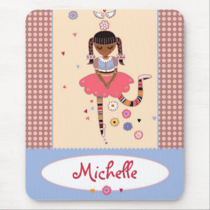 Alfombrilla De Ratón Angel Chica (Afro) Nombre personalizado Mousepad