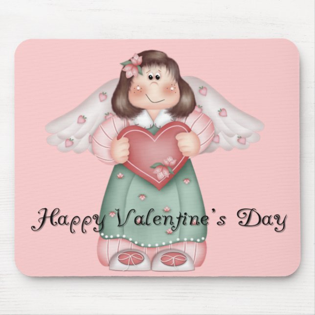 Alfombrilla De Ratón Angel Chica con corazón - HVD Mousepad (Frente)