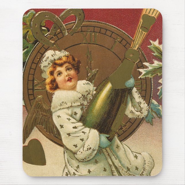 Alfombrilla De Ratón Ángel de Champagne de Nochevieja Victoriana Antigu (Frente)