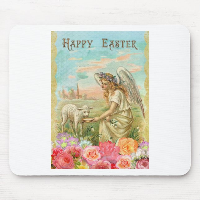 Alfombrilla De Ratón ángel de Pascua feliz (Frente)