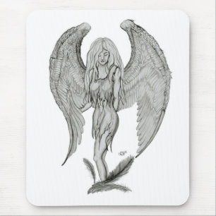 Alfombrilla De Ratón Ángel - Diseño en blanco y negro