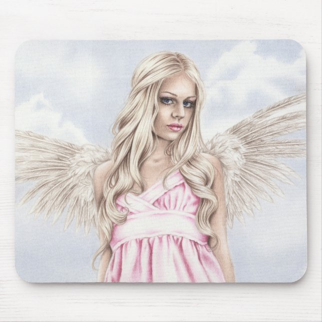 Alfombrilla De Ratón Ángel en Mousepad rosado (Frente)