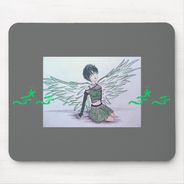 Alfombrilla De Ratón "Ángel imperfecto" Mousepad (verde) (Frente)