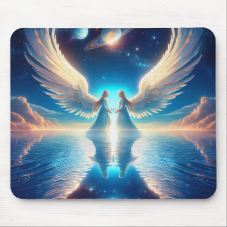 Alfombrilla De Ratón Ángeles gemelos en el Mousepad de las nubes