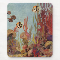 Angelfish en coral, pescado tropical vintage en el