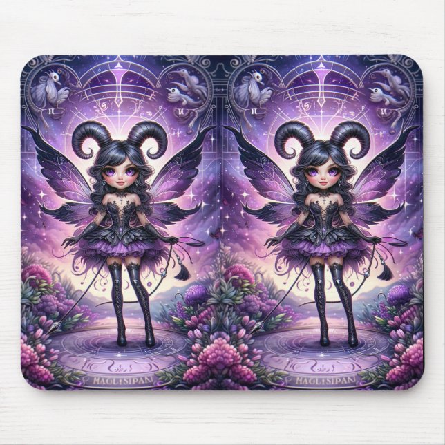 Alfombrilla De Ratón Angelina Purple Gótico Hada Escorpio Cuernos Zodia (Frente)