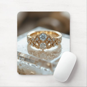 Alfombrilla De Ratón anillo de diamante brillante de oro