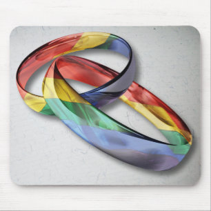 Alfombrilla De Ratón Anillos de bodas del arco iris para la igualdad de