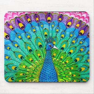 Alfombrilla De Ratón Animación de pájaro de Peacock
