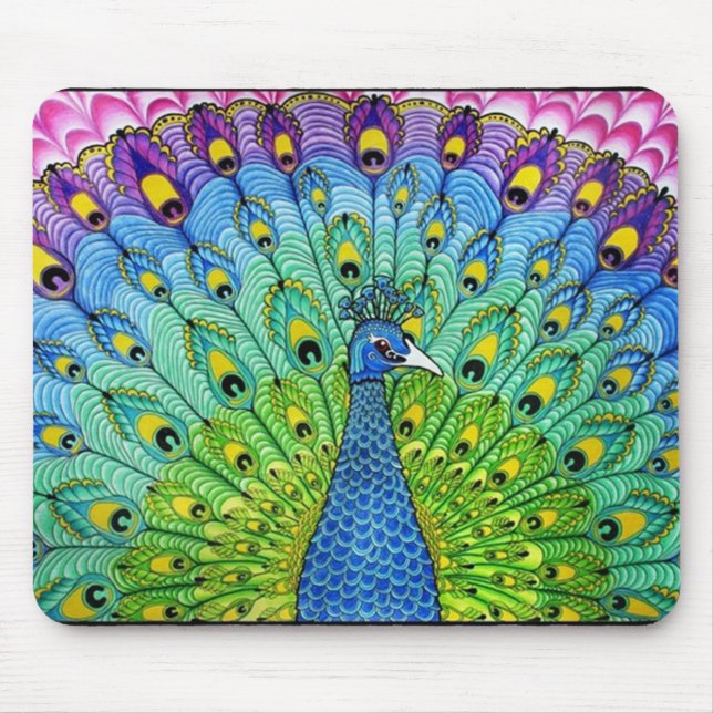 Alfombrilla De Ratón Animación de pájaro de Peacock (Frente)