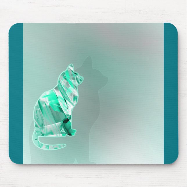 Alfombrilla De Ratón Animal acuarela del gato para los amantes del verd (Frente)