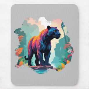 Alfombrilla De Ratón Animal De Arte Del Vector De Leopardo En La Natura