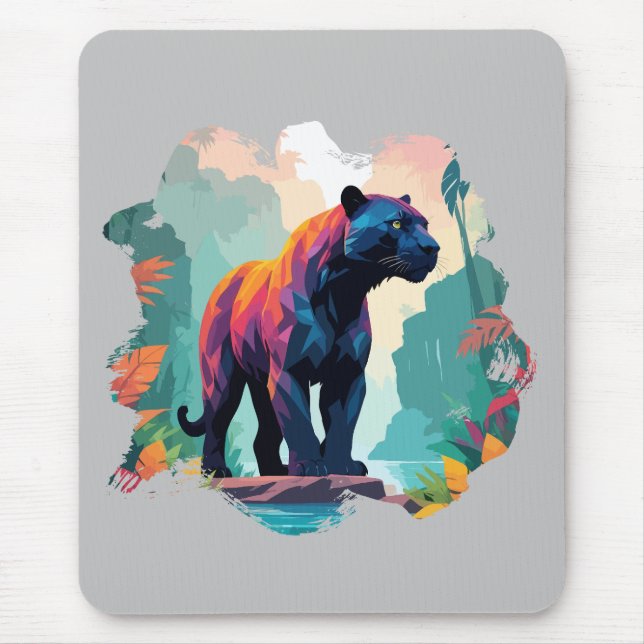 Alfombrilla De Ratón Animal De Arte Del Vector De Leopardo En La Natura (Frente)