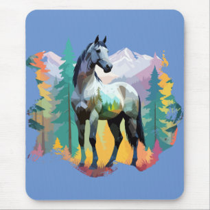Alfombrilla De Ratón Animal De Arte Vector De Caballos En La Naturaleza