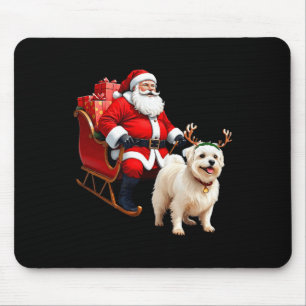 Alfombrilla De Ratón Animal Dog Lover Santa Sleigh Maltese Reindeer Chr