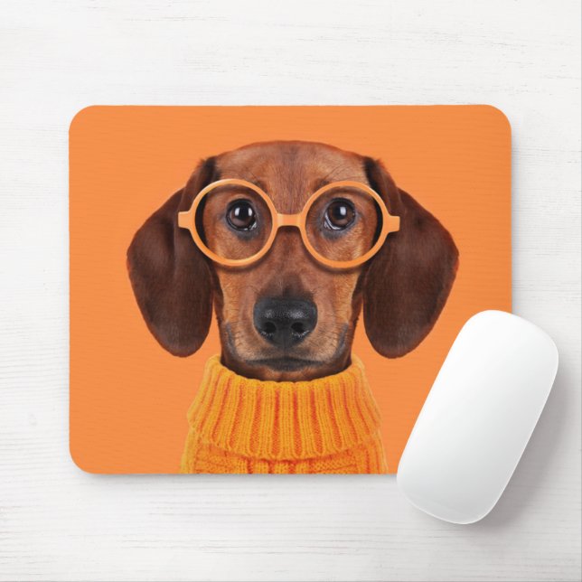 Alfombrilla De Ratón Animales de bebé más afectados | Dachshund Naranja (Con ratón)
