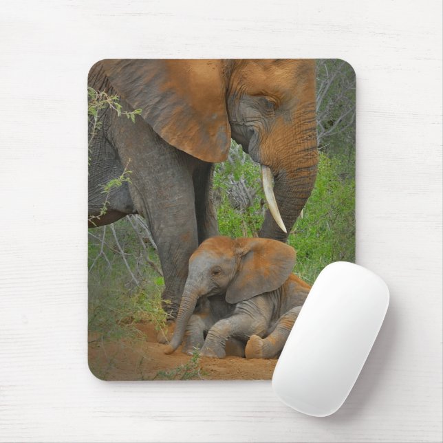 Alfombrilla De Ratón Animales de bebé más afectados | Mama Elephant & B (Con ratón)