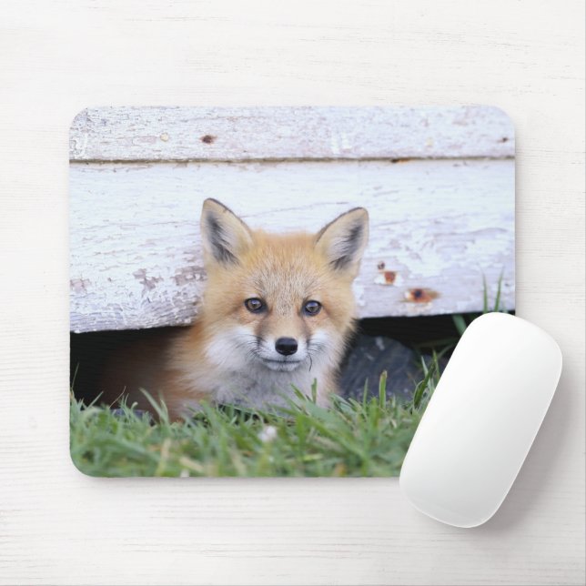 Alfombrilla De Ratón Animales de bebé más afectados | Red Fox Kit Peeki (Con ratón)