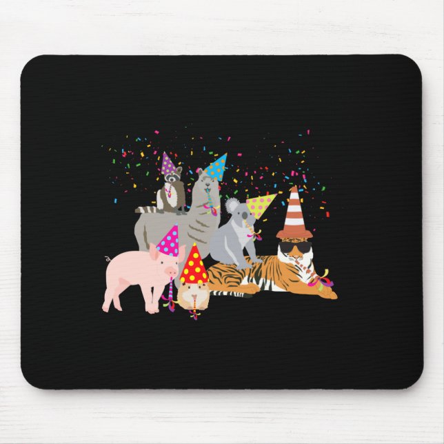 Alfombrilla De Ratón Animales de fiesta Animales lindos teniendo una fi (Frente)
