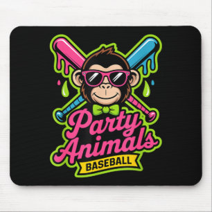 Alfombrilla De Ratón Animales de fiesta béisbol mono divertido slime vi