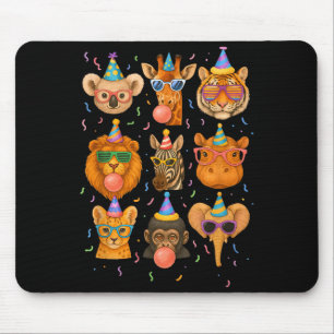 Alfombrilla De Ratón Animales de fiesta lindos Cumpleaños Vida silvestr