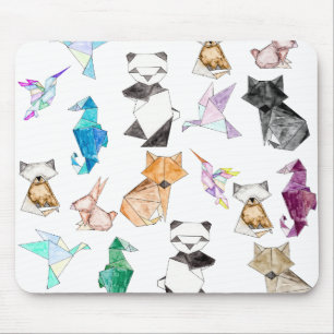 Alfombrilla De Ratón Animales de papel geométricos dibujados mano lind