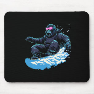 Alfombrilla De Ratón Animales De Snowboard - Gorila En Una Nieve En Sno