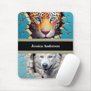 Alfombrilla De Ratón Animales modernos, lobo leopardo