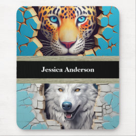 Alfombrilla De Ratón Animales modernos, lobo leopardo