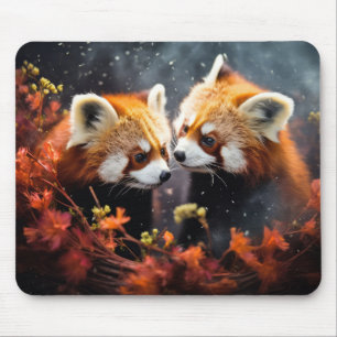 Alfombrilla De Ratón Animales Panda Rojo Vida Silvestre Arte Colorido